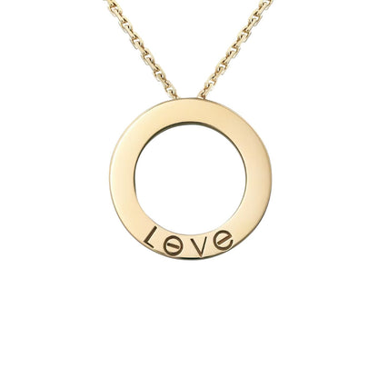[Elara]LOVE LARGE CIRCULAR PENDANT FULL-PAVÉ DIAMOND NECKLACE