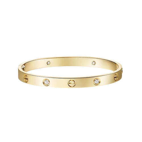 [Elara]CLASSIC 6.1MM LOVE SINGLE-SCREW CLOSURE BANGLE - 4-DIAMOND
