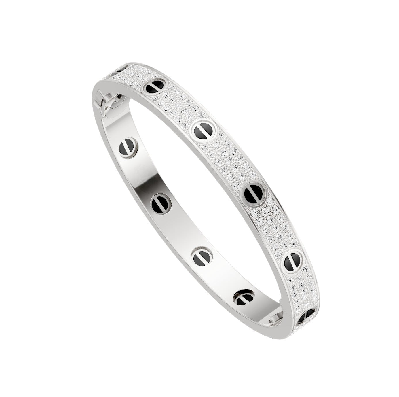 [Elara]CLASSIC 6.1MM LOVE BANGLE - DIAMOND PAVÉ & BLACK CERAMIC