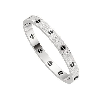 [Elara]CLASSIC 6.1MM LOVE BANGLE - DIAMOND PAVÉ & BLACK CERAMIC