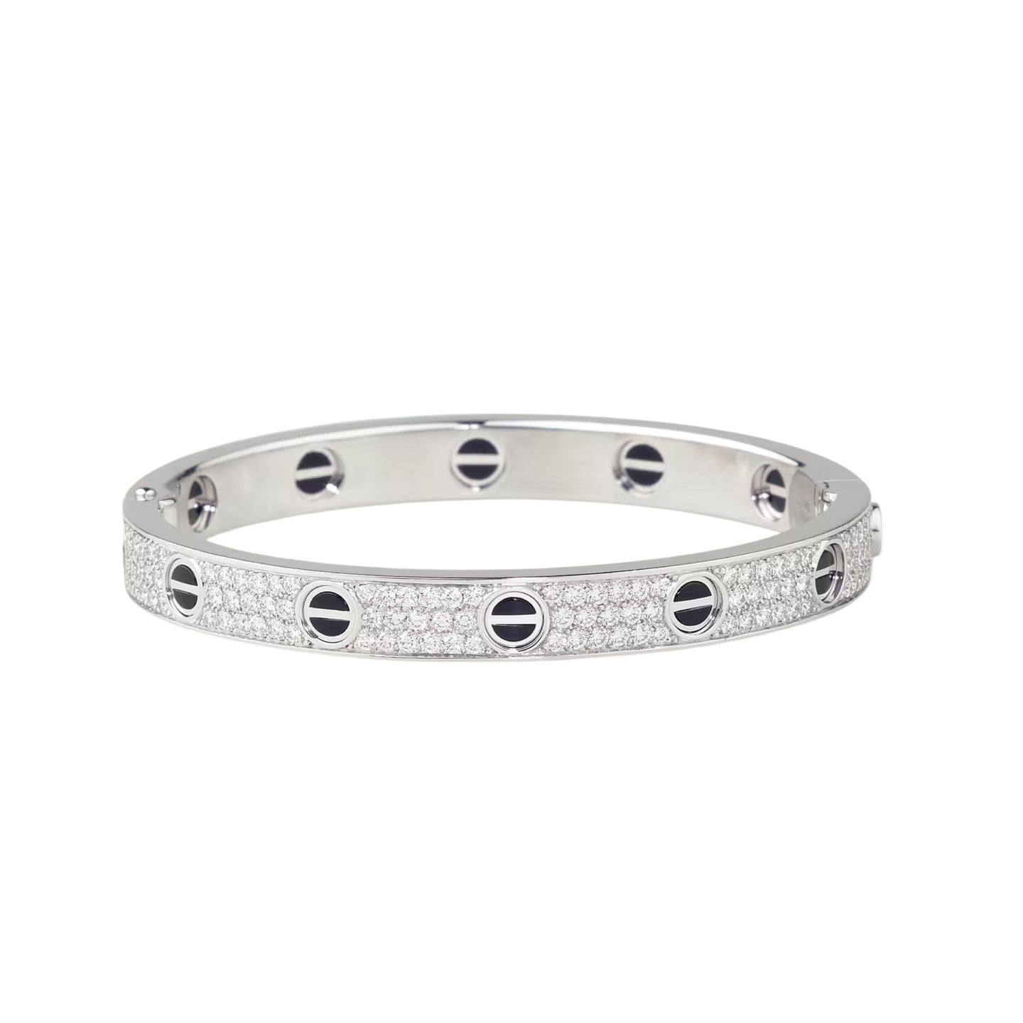 [Elara]CLASSIC 6.1MM LOVE BANGLE - DIAMOND PAVÉ & BLACK CERAMIC