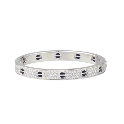 [Elara]CLASSIC 6.1MM LOVE BANGLE - DIAMOND PAVÉ & BLACK CERAMIC