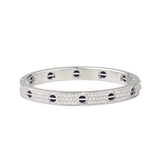 [Elara]CLASSIC 6.1MM LOVE-ARMBAND – DIAMANT PAVÉ & SCHWARZE KERAMIK