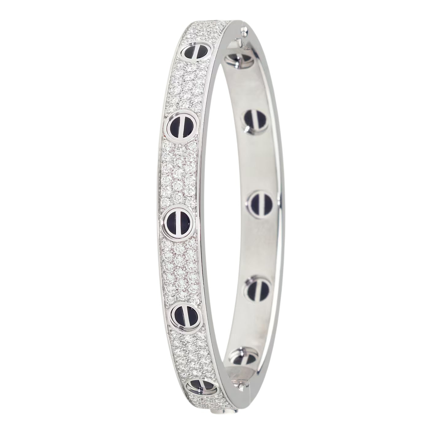 [Elara]CLASSIC 6.1MM LOVE BANGLE - DIAMOND PAVÉ & BLACK CERAMIC