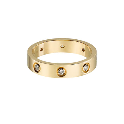 [Elara]LOVE 4MM 8 DIAMONDS RING