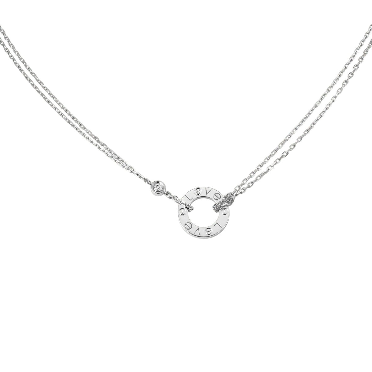 [Elara]LOVE CIRCULAR PENDANT 2-DIAMOND NECKLACE