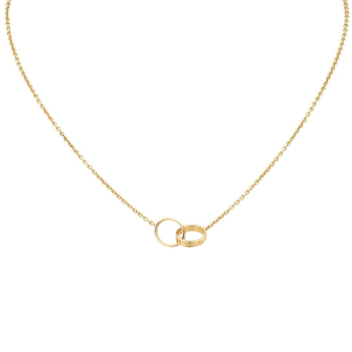[Elara]LOVE DOUBLE-RING PENDANT NECKLACE