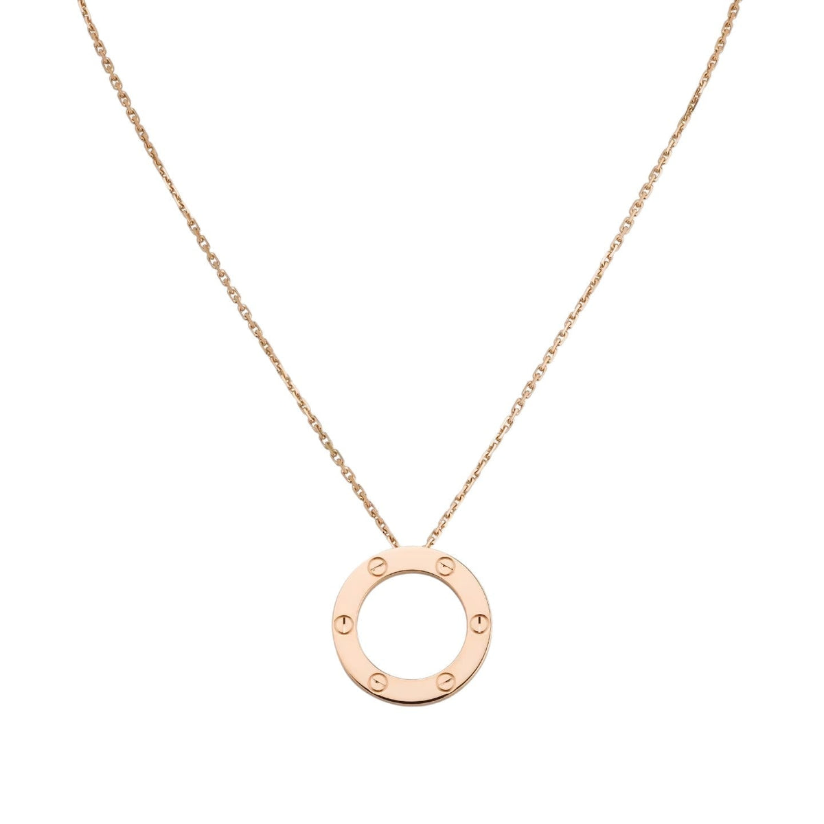 [Elara]LOVE LARGE CIRCULAR PENDANT NECKLACE