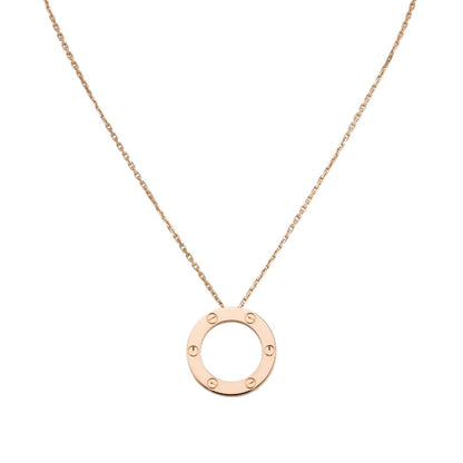 [Elara]LOVE LARGE CIRCULAR PENDANT NECKLACE