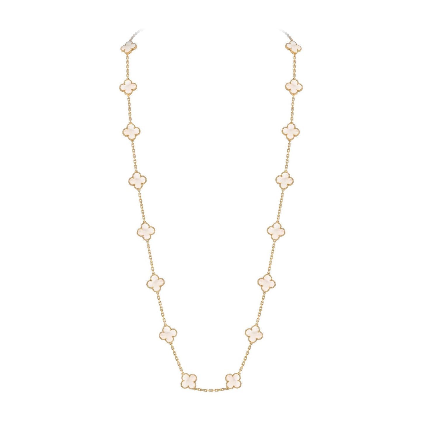 [Elara]CLASSIC 20-MOTIV GLÜCKKLEE-HALSKETTE LANG GOLD KOLLEKTION