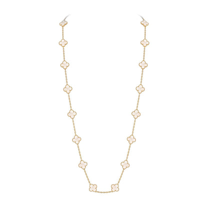 [Elara]CLASSIC 20-MOTIV GLÜCKKLEE-HALSKETTE LANG GOLD KOLLEKTION
