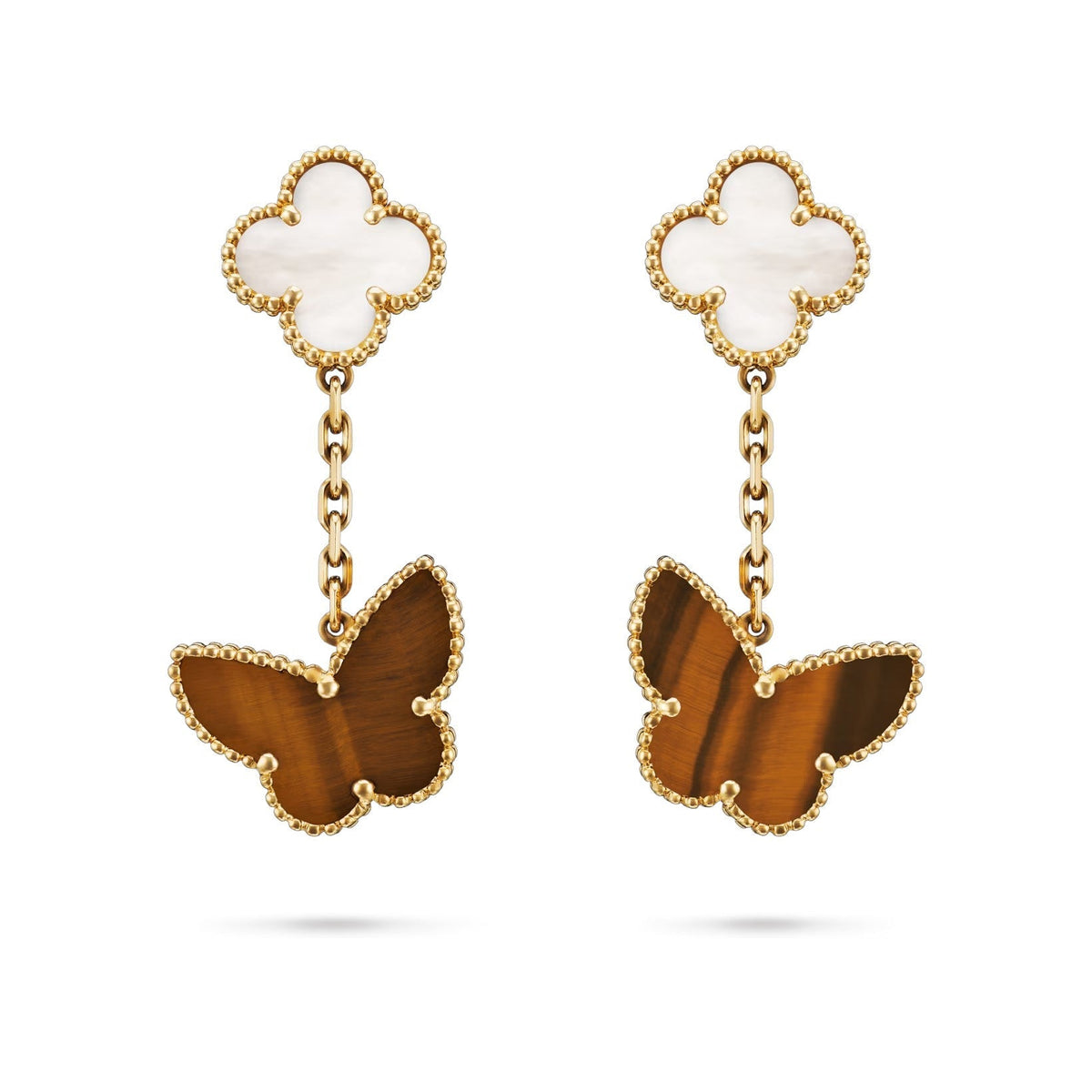 [Elara]CLOVER DUAL-MOTIF STATEMENT STUD EARRINGS - DOUBLE-CHARM COLLECTION