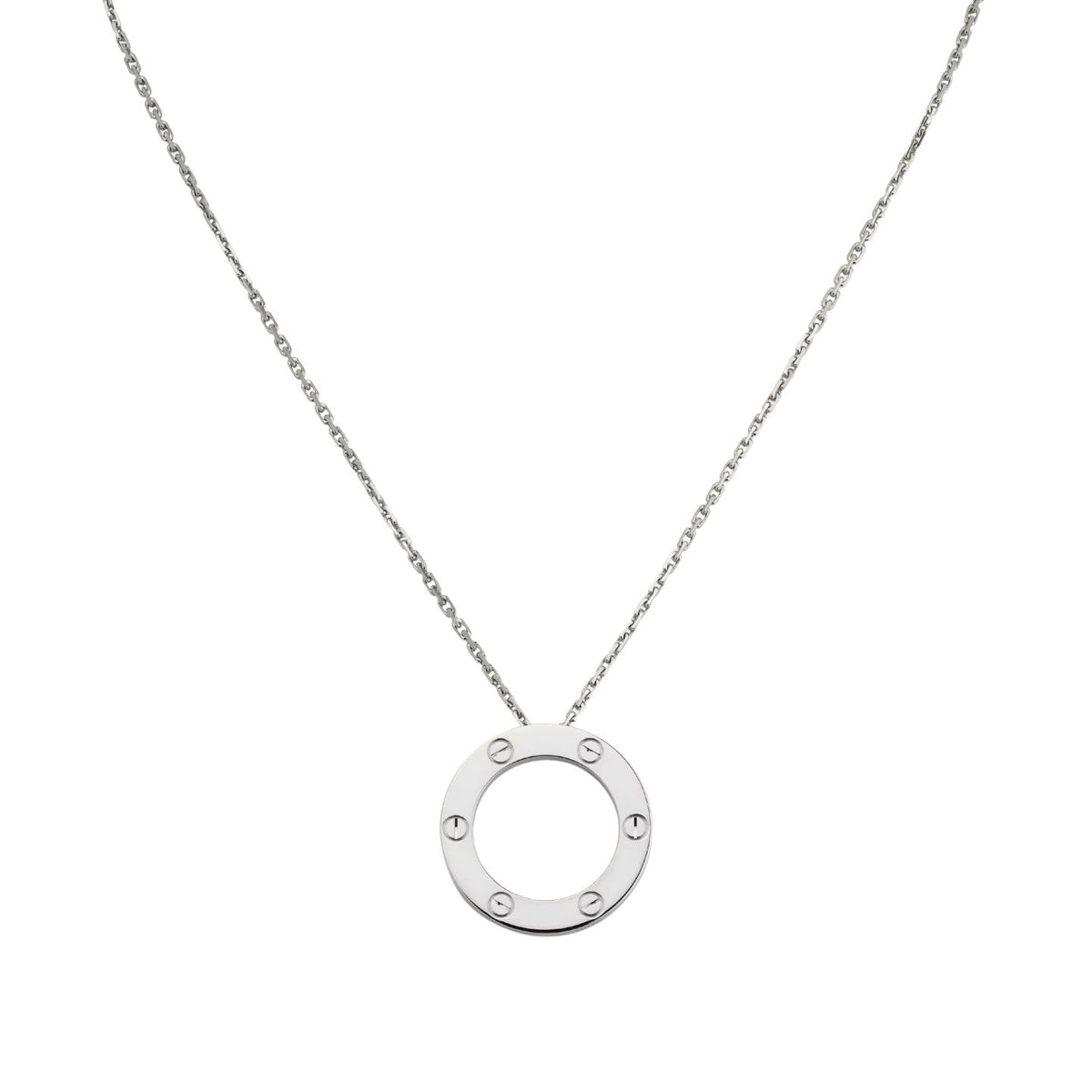 [Elara]LOVE LARGE CIRCULAR PENDANT NECKLACE