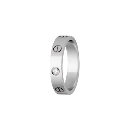 [Elara]LOVE 4MM 1 DIAMOND RING