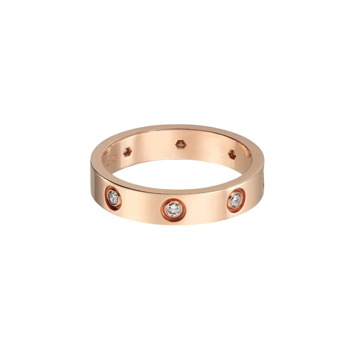[Elara]LOVE 4MM 8 DIAMONDS RING