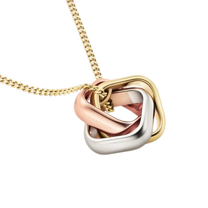 [Elara]TRI-COLOR SQUARE RING NECKLACE