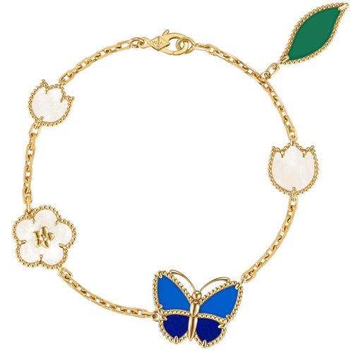 [Elara]SPRING ENCHANTMENT BUTTERFLY & FLORAL CHARM BRACELET