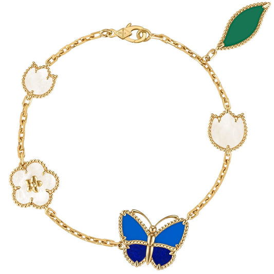 [Elara]SPRING ENCHANTMENT BUTTERFLY & FLORAL CHARM BRACELET