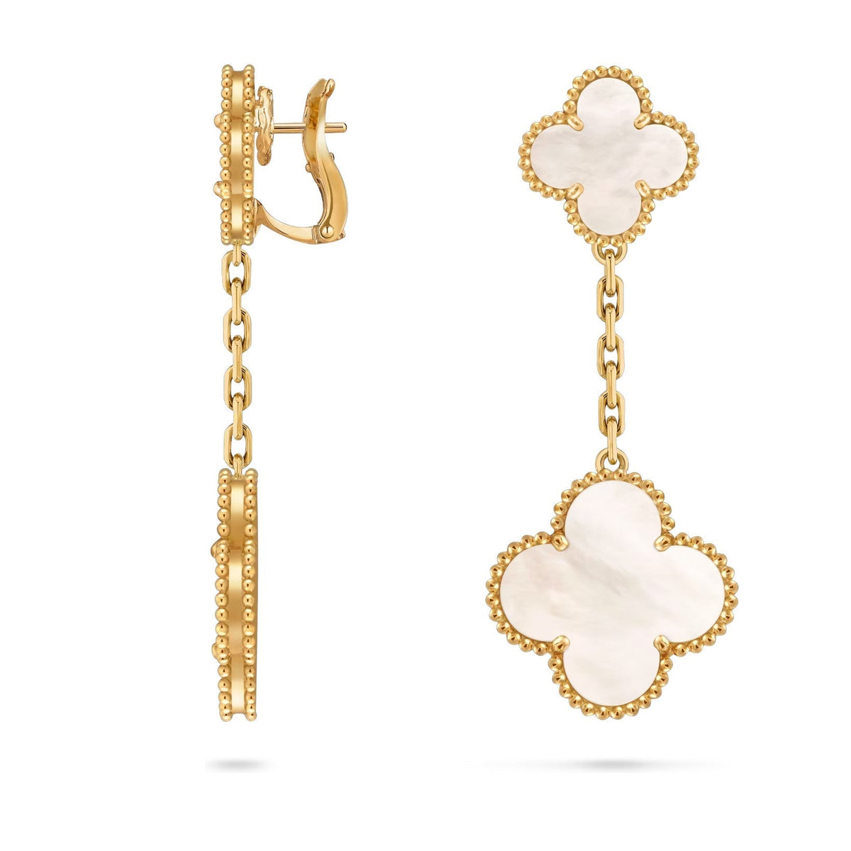 [Elara]CLOVER DUAL-MOTIF STATEMENT STUD EARRINGS - DOUBLE-CHARM COLLECTION