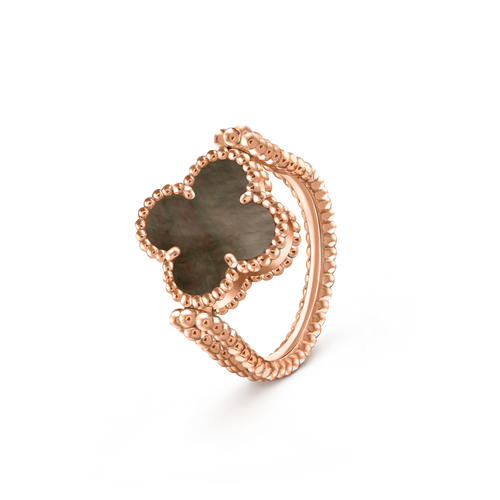 [Elara]LUCKY CLOVER ROSE GOLD REVERSIBLE RING