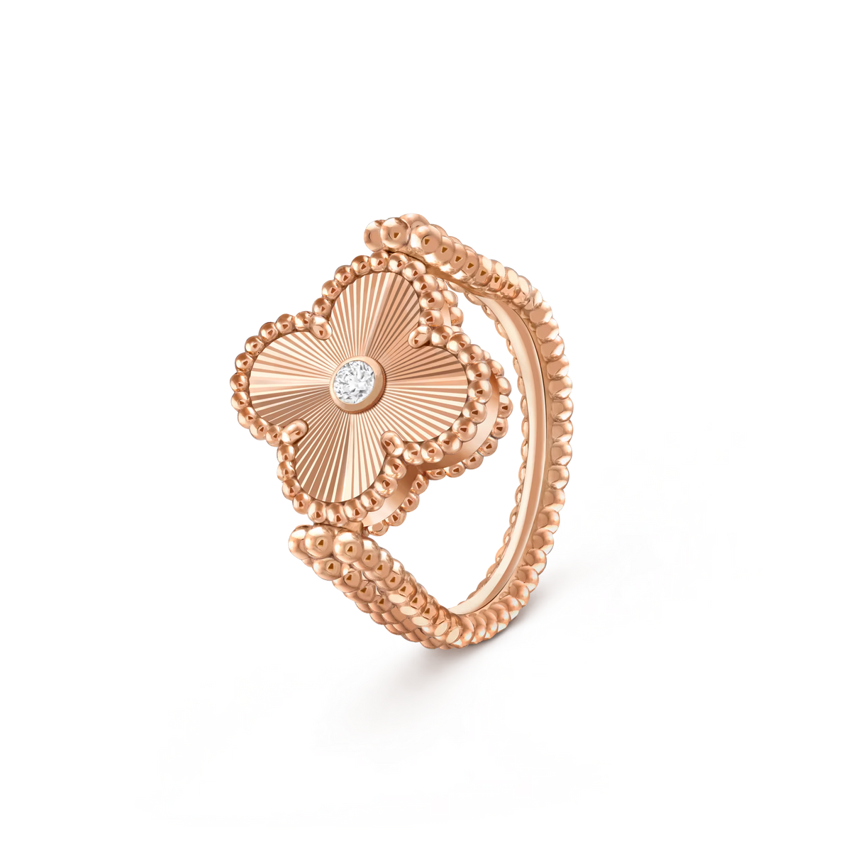 [Elara]LUCKY CLOVER ROSE GOLD REVERSIBLE RING