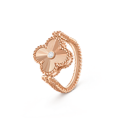 [Elara]LUCKY CLOVER ROSE GOLD REVERSIBLE RING
