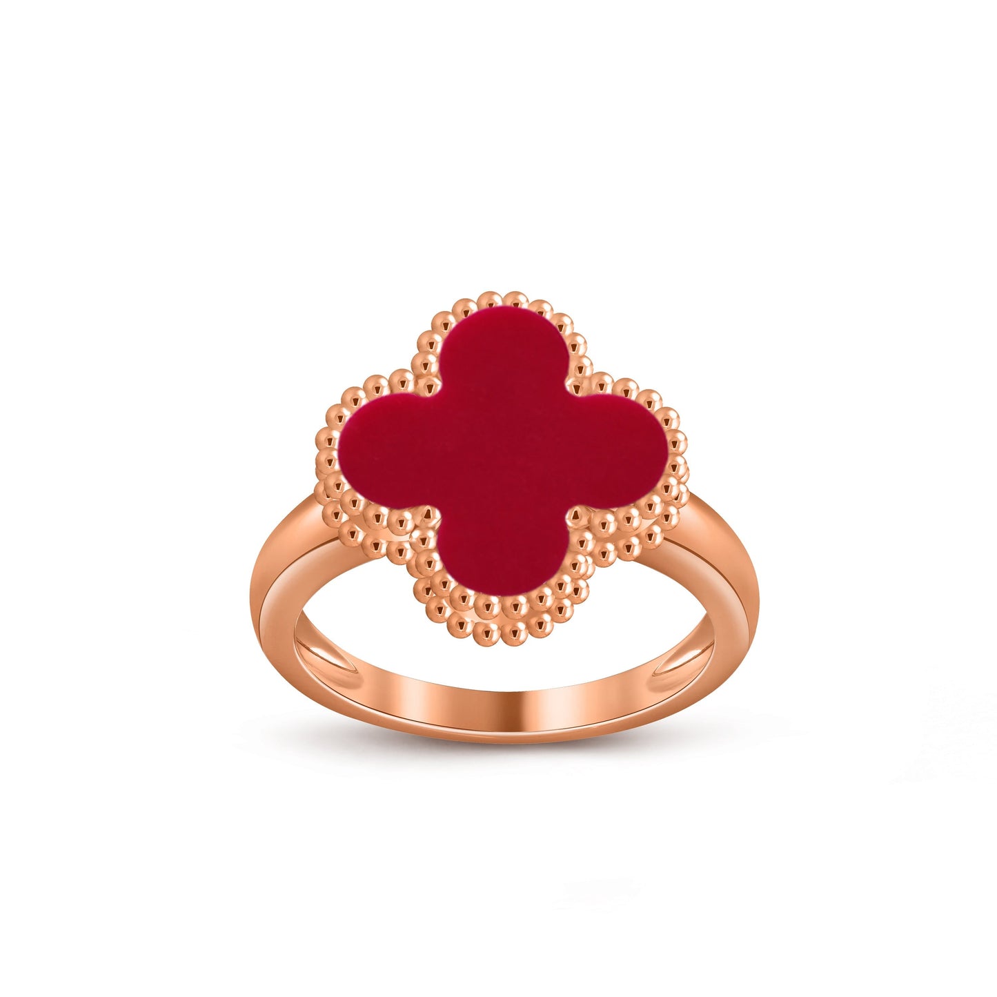 [Elara]LUCKY CLOVER VINTAGE ROSE GOLD RING COLLECTION