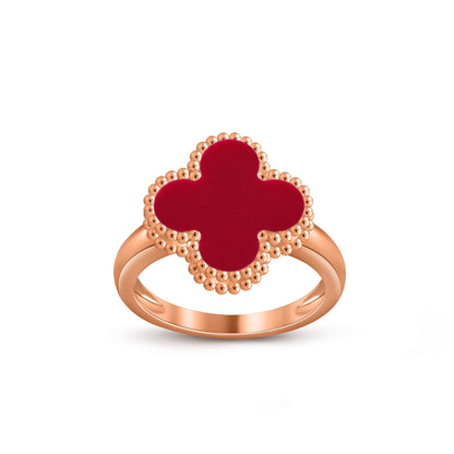 [Elara]LUCKY CLOVER VINTAGE ROSE GOLD RING COLLECTION
