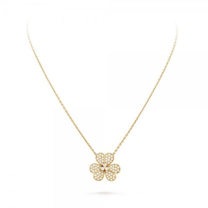 [Elara]PAVÉ DIAMANT BLUMEN ANHÄNGER HALSKETTE
