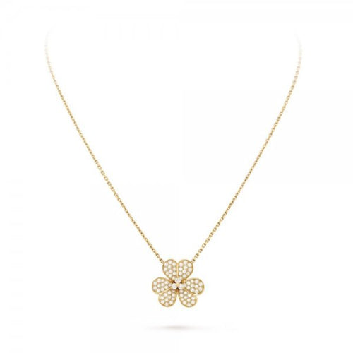 [Elara]PAVÉ DIAMANT BLUMEN ANHÄNGER HALSKETTE