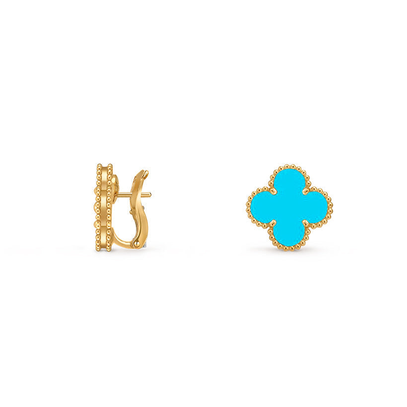 [Elara]15MM CLOVER FLOWER STUD EARRINGS GOLD COLLECTION