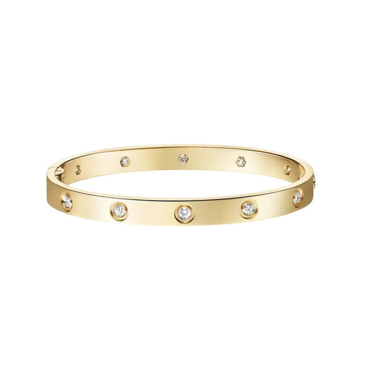 [Elara]CLASSIC 6.1MM LOVE SINGLE-SCREW CLOSURE BANGLE - 10-DIAMOND