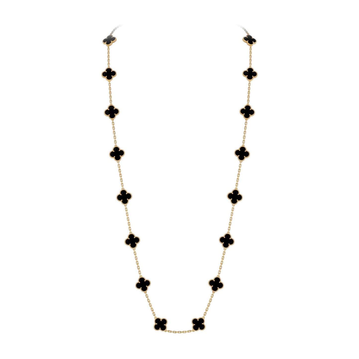 [Elara]CLASSIC 20-MOTIV GLÜCKKLEE-HALSKETTE LANG GOLD KOLLEKTION