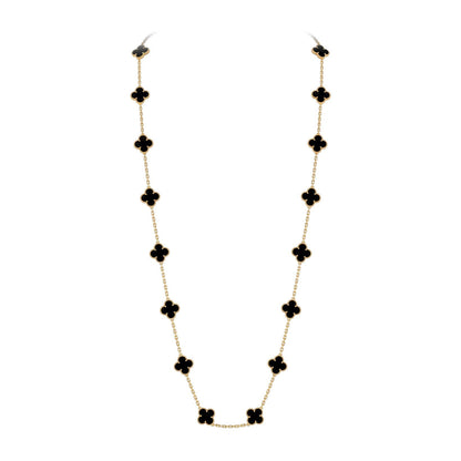 [Elara]CLASSIC 20-MOTIV GLÜCKKLEE-HALSKETTE LANG GOLD KOLLEKTION