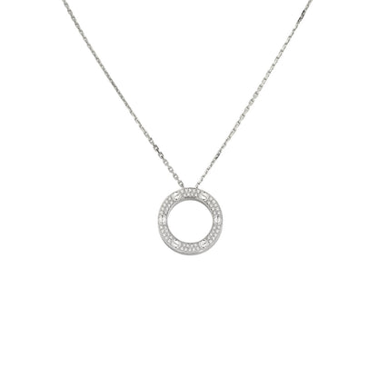 [Elara]LOVE LARGE CIRCULAR PENDANT FULL-PAVÉ DIAMOND NECKLACE