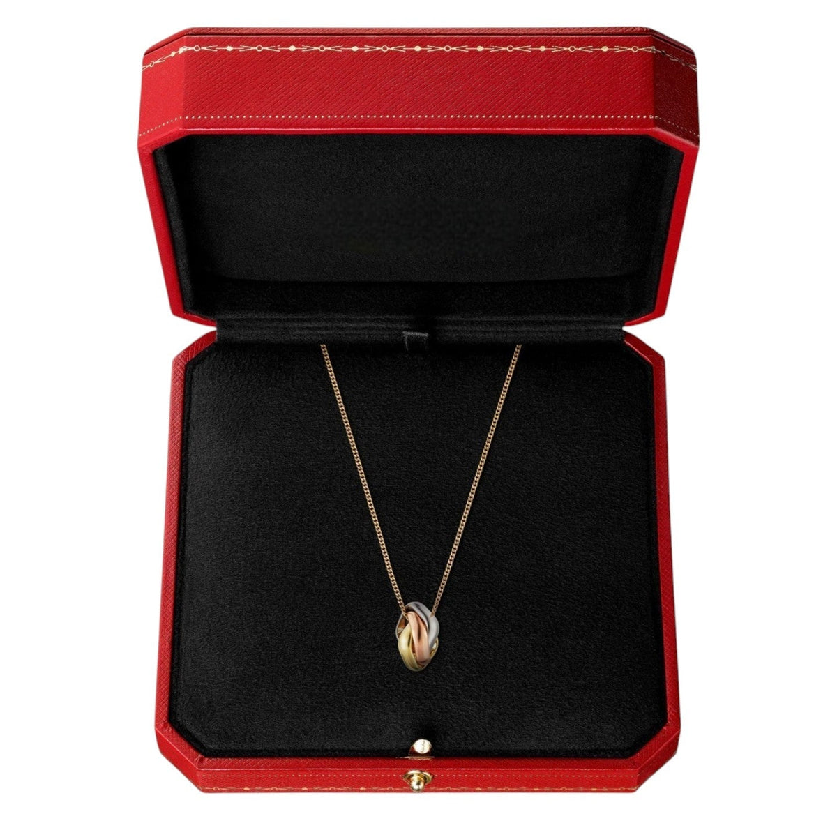 [Elara]TRI-COLOR SQUARE RING NECKLACE