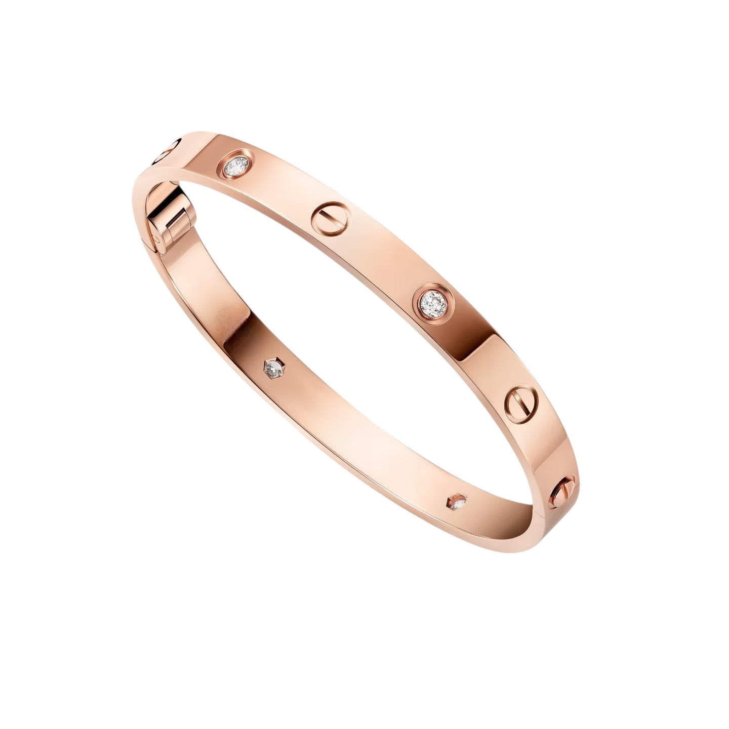 [Elara]CLASSIC 6.1MM LOVE SINGLE-SCREW CLOSURE BANGLE - 4-DIAMOND