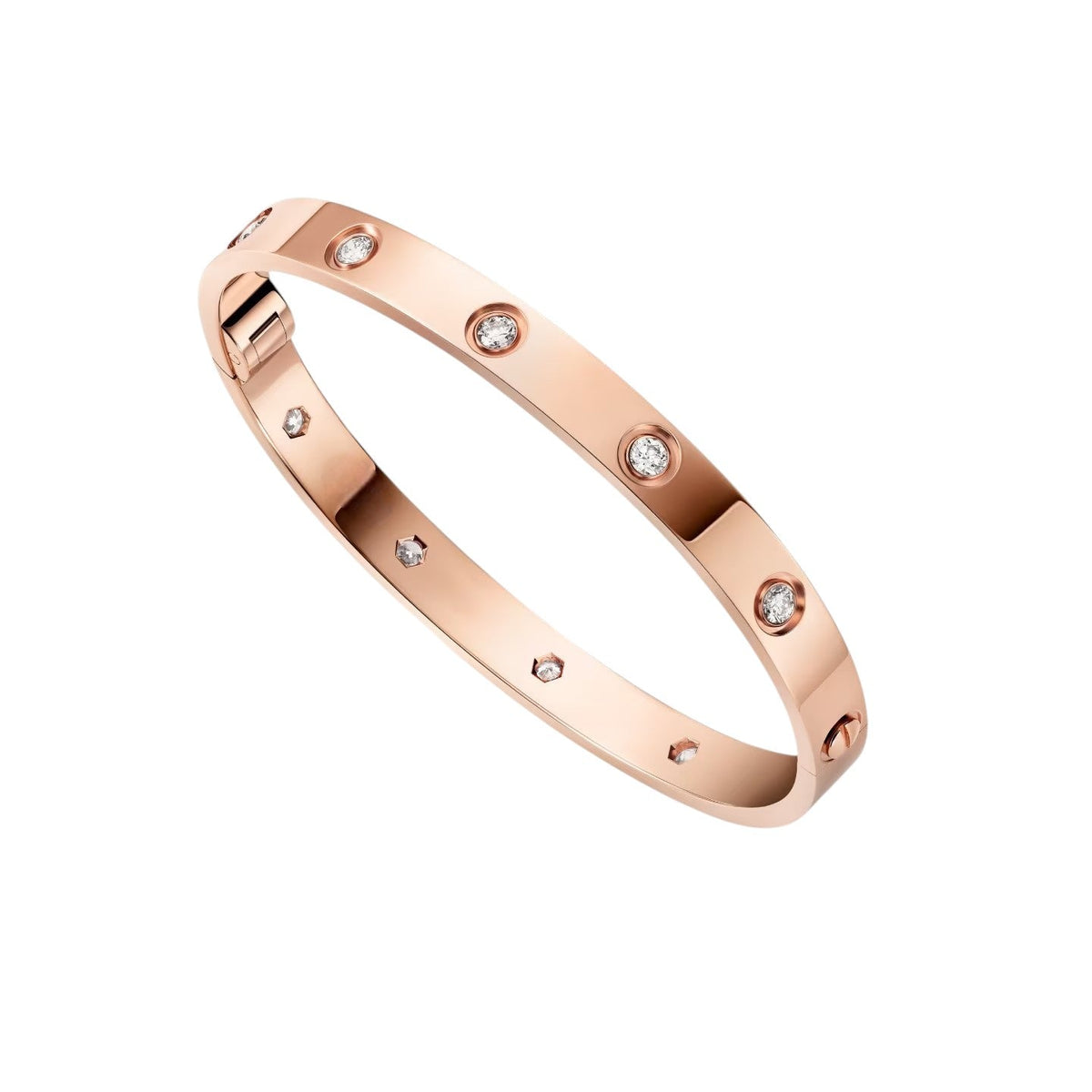 [Elara]CLASSIC 6.1MM LOVE シングルスクリュー ブレスレット - 10Pダイヤモンド