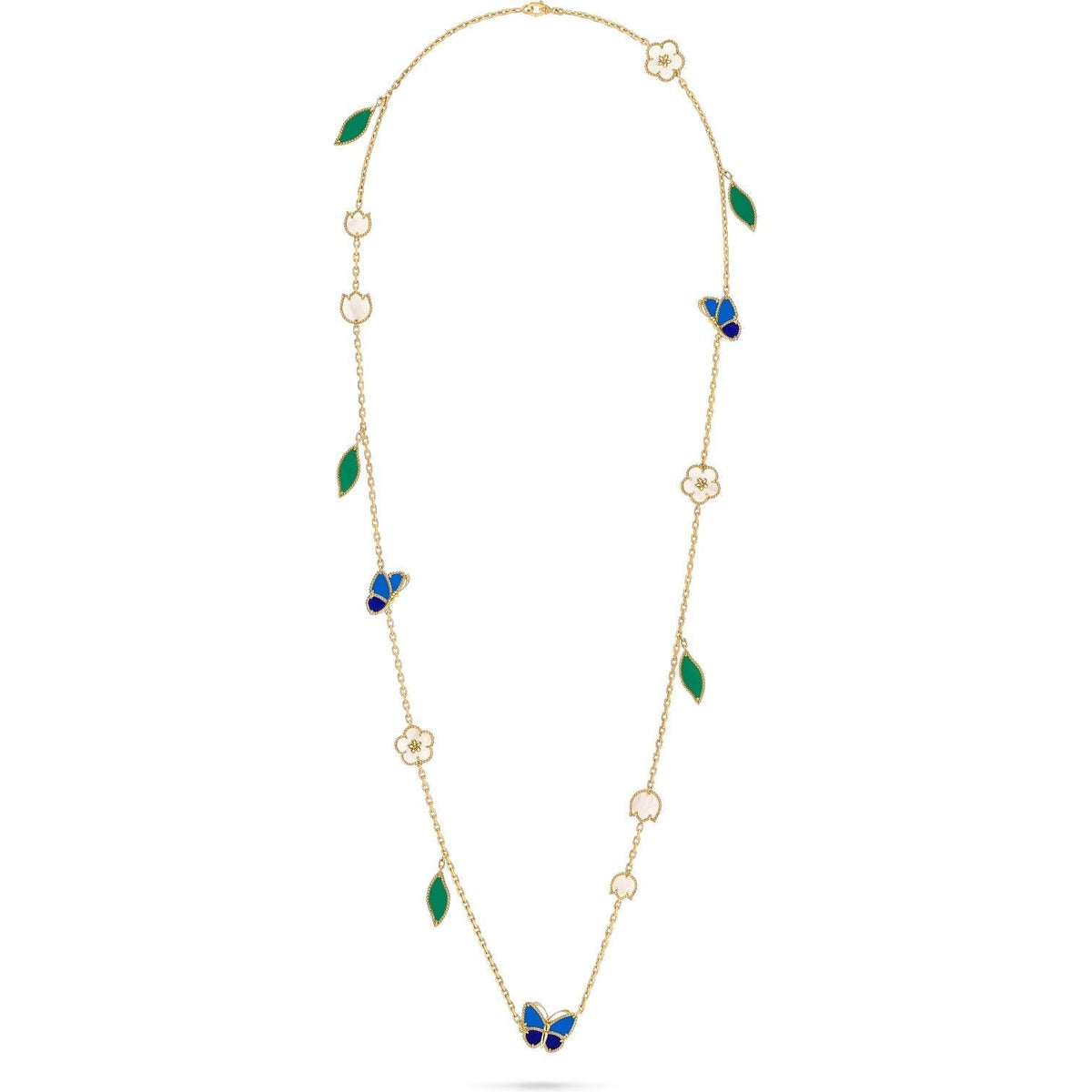 [Elara]LUCKY SPRING BUTTERFLY & FLOWER STATEMENT NECKLACE - 15-MOTIF FLORAL DESIGN