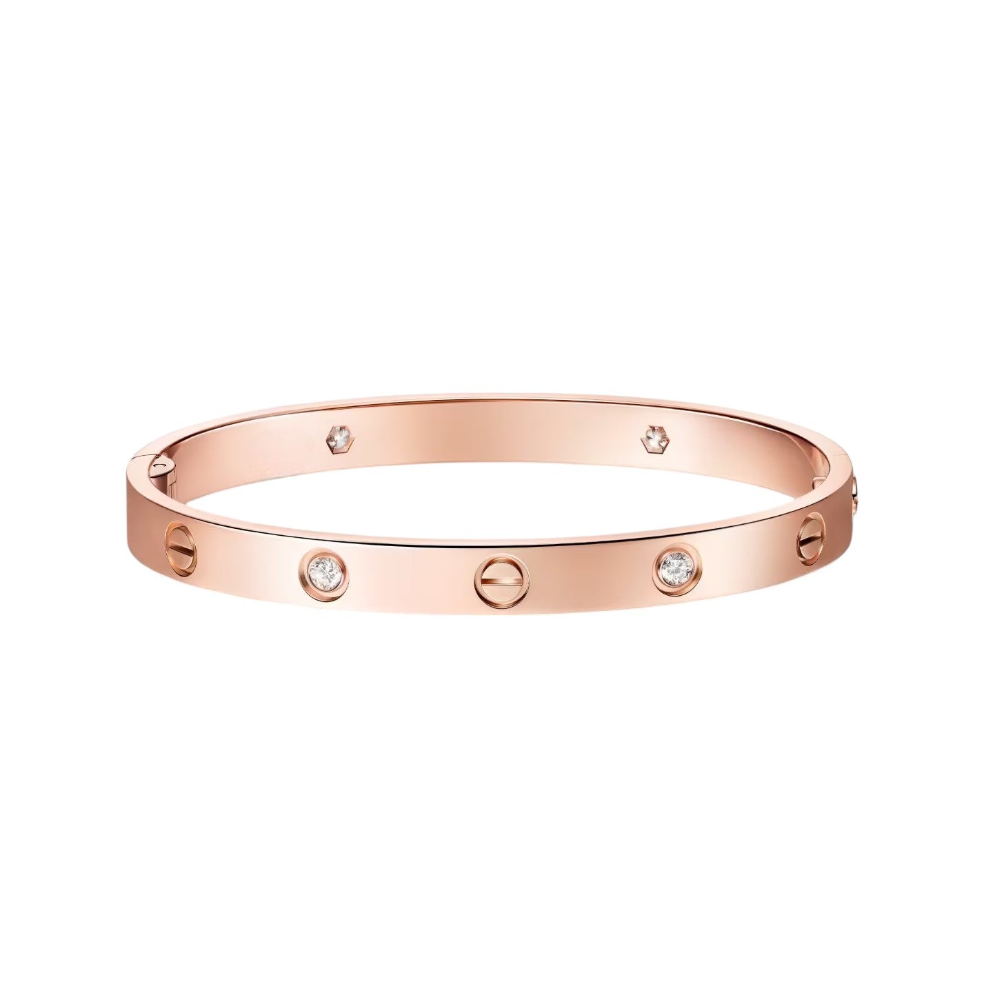 [Elara]CLASSIC 6.1MM LOVE SINGLE-SCREW CLOSURE BANGLE - 4-DIAMOND