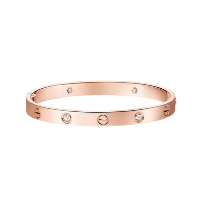 [Elara]CLASSIC 6.1MM LOVE SINGLE-SCREW CLOSURE BANGLE - 4-DIAMOND
