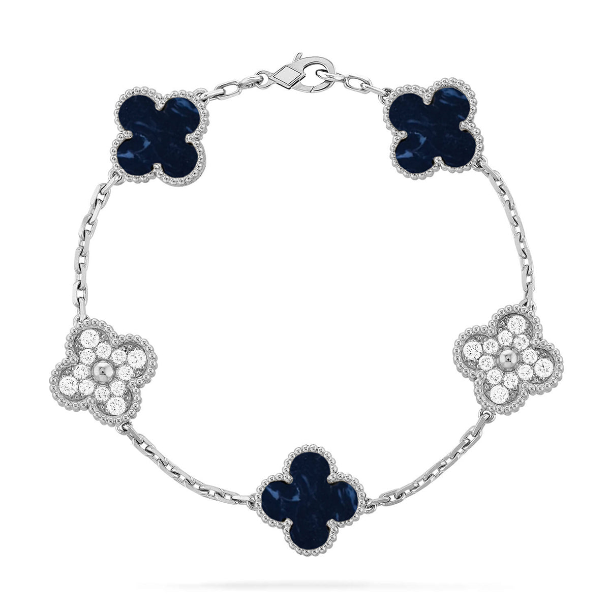 [Elara]LUCKY CLOVER 5-MOTIF BRACELET - PIETERSITE COLLECTION