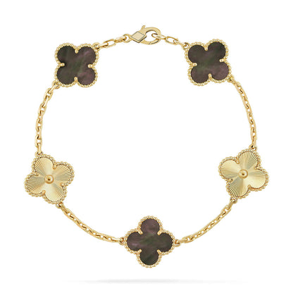 [Elara] LUCKY CLOVER 5-MOTIF BRACELET - KOLLEKTION GRAUES PERLMUTT