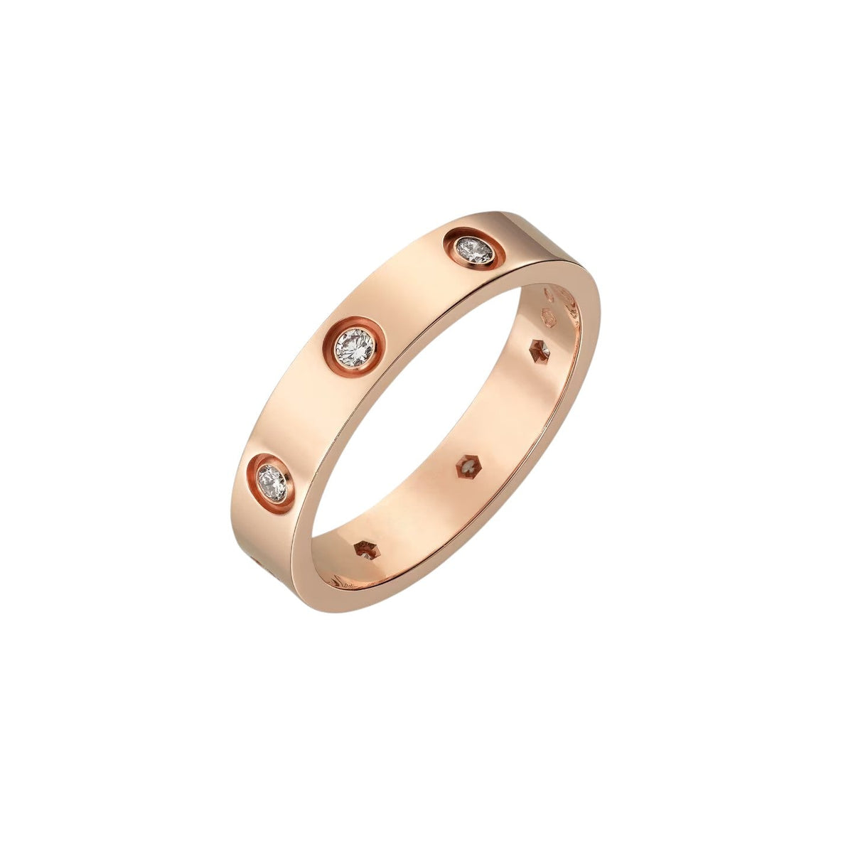 [Elara]LOVE 4MM 8 DIAMONDS RING