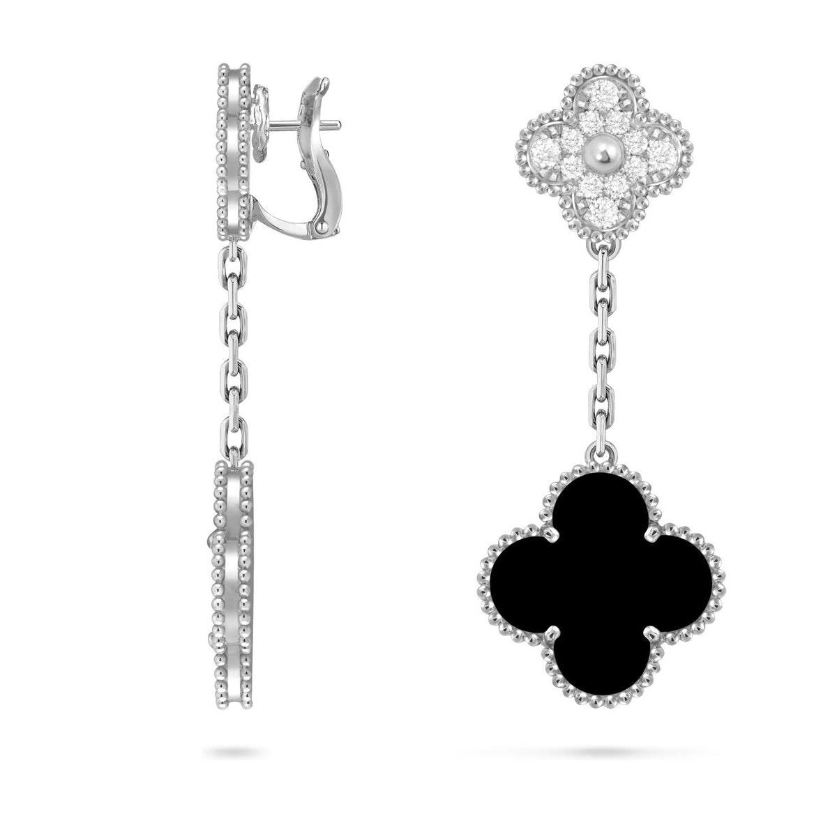 [Elara]CLOVER DUAL-MOTIF STATEMENT STUD EARRINGS - DOUBLE-CHARM COLLECTION