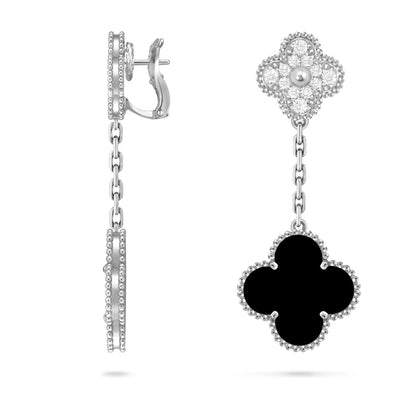 [Elara]CLOVER DUAL-MOTIF STATEMENT STUD EARRINGS - DOUBLE-CHARM COLLECTION
