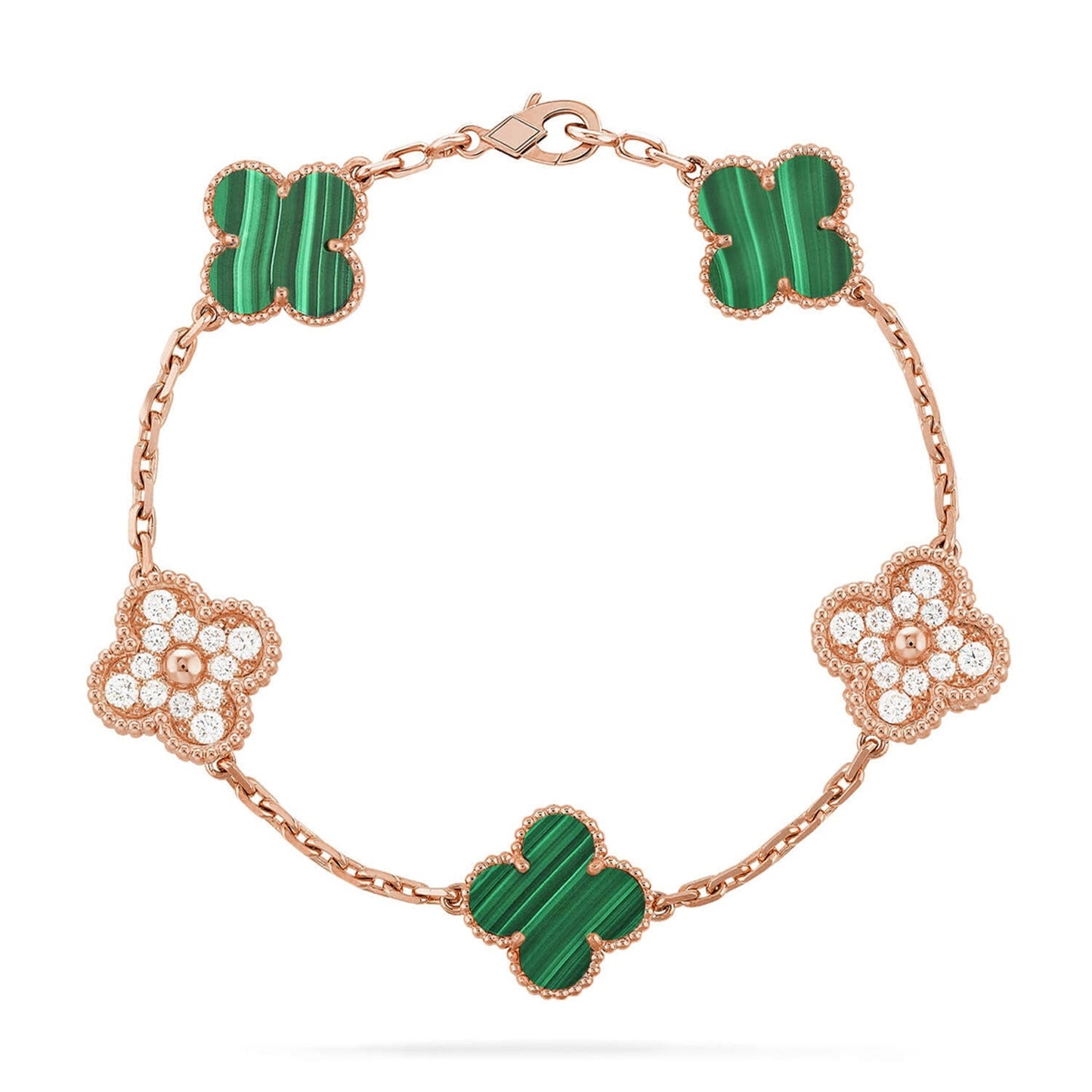 [Elara]GLÜCKKLEE 5-MOTIV-ARMBAND - MALACHIT-KOLLEKTION