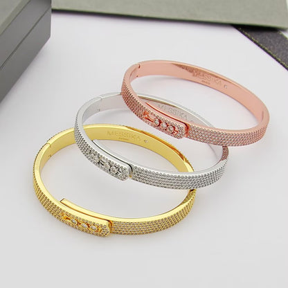 [Elara]ムーブ ノア フルパヴェ ダイヤモンドバングルブレスレット