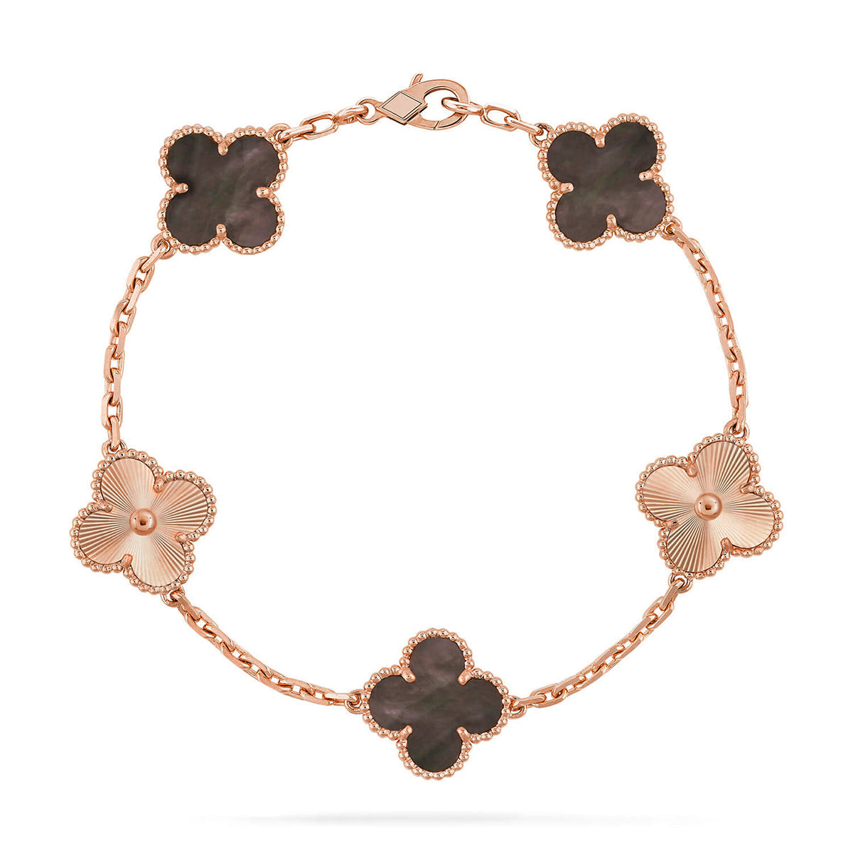 [Elara] LUCKY CLOVER 5-MOTIF BRACELET - KOLLEKTION GRAUES PERLMUTT