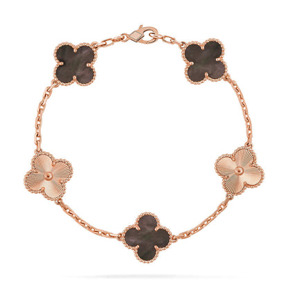 [Elara] LUCKY CLOVER 5-MOTIF BRACELET - KOLLEKTION GRAUES PERLMUTT